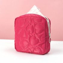 Fashion Rose Red Leather Pu Quilted Love Square Storage Bag