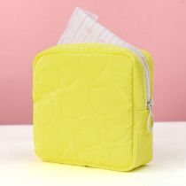 Fashion Yellow Skin Pu Quilted Love Square Storage Bag