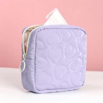 Fashion Purple Skin Pu Quilted Love Square Storage Bag