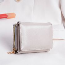 Fashion Gray Skin Pu Multi-layer Zipper Wallet