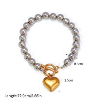 Fashion Gold Silver Stainless Steel Ball Beads Love Bracelet
