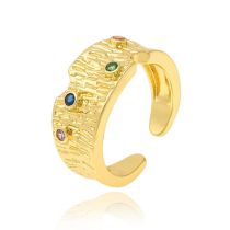 Fashion 2# Copper Set Zirconium Geometric Open Ring