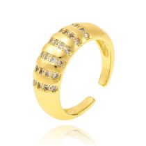 Fashion 7# Copper Set Zirconium Geometric Open Ring