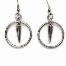 Fashion Silver Stainless Steel Tapered Round Earrings