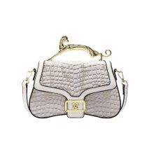 Fashion White Pu Crocodile Pattern Flap Crossbody Bag
