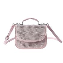 Fashion Pink Pu Bright Diamond Flip Crossbody Bag