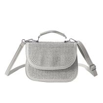 Fashion Grey Pu Bright Diamond Flip Crossbody Bag