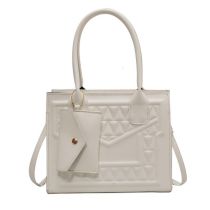 Fashion Off White Pu Embossed Large Capacity Crossbody Bag
