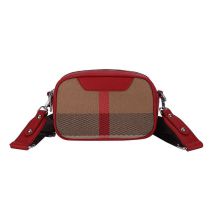 Fashion Red Canvas Contrasting Wide Shoulder Strap Crossbody Bag