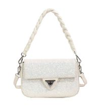 Fashion Off White Pu Sequin Flap Crossbody Bag