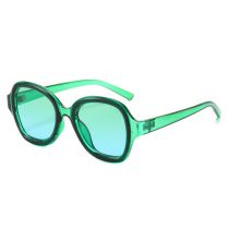 Fashion Green Frame Green Film Pc Contrast Large Frame Sunglasses