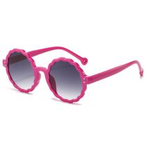 Fashion Purple Frame Double Gray Film Pc Round Sunglasses