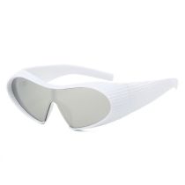 Fashion White Frame White Mercury Tablets Pc Textured One-piece Sunglasses