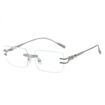Fashion Gun Frame White Film Square Rimless Sunglasses