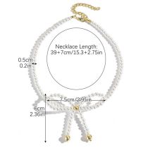 Fashion Golden Pearl Style Pearl Beaded Diamond Bow Necklace