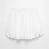 Fashion White Blended Lantern Skirt