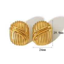 Fashion Golden 2 Titanium Steel Geometric Texture Earrings