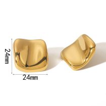 Fashion Gold Stainless Steel Pleated Glossy Stud Earrings