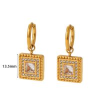 Fashion 1# Stainless Steel Diamond Square Earrings