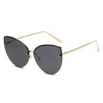 Fashion Gold Full Gray Cat Eye Large Frame Sunglasses