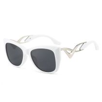 Fashion White Frame All Gray Film Pc Cat Eye Large Frame Sunglasses