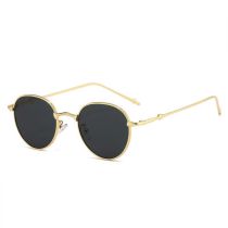 Fashion Gold Frame All Gray Piece Pc Oval Sunglasses