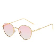 Fashion Gold Framed Gradient Pink Chips Pc Oval Sunglasses