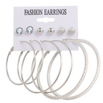 Fashion 17# Alloy Diamond Geometric Earring Set