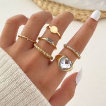 Fashion 1# Alloy Diamond Geometric Ring Set