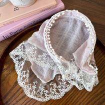 Fashion Pink Model Lace Embroidered Triangle Scarf
