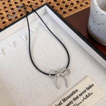 Fashion Wax Rope Bow Alloy Bow Wax Rope Necklace