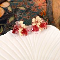 Fashion A Red Flowers Acrylic Bloom Flower Earrings