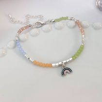 Fashion Bracelet Style Broken Silver Geometric Beaded Rainbow Bracelet