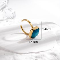 Fashion Dark Blue Ring Titanium Steel Square Zirconium Ring