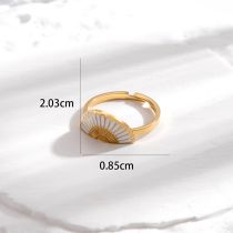 Fashion White Ring Titanium Steel Sector-shaped Oil Drop Open Ring