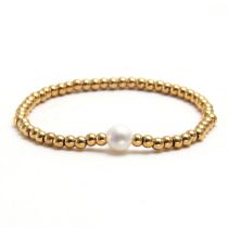 Fashion Gold Stainless Steel Geometric Beaded Bracelet