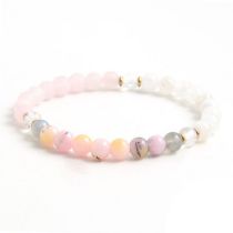 Fashion Opal + Pink Crystal + White Jade White Jade Pink Crystal Beaded Bracelet