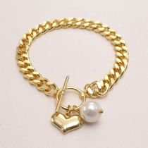 Fashion Bracelet Gold Plated Copper Love Pearl Bracelet