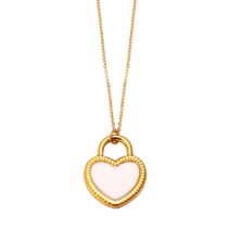 Fashion Necklace Stainless Steel Peach Heart White Shell Necklace