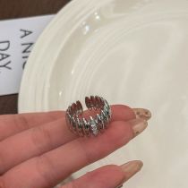 Fashion Water Drop Silver Copper Set Zirconium Geometric Open Ring