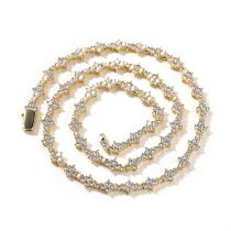 Fashion Gold Copper Inlaid Zirconium Tennis Chain Men's Necklace