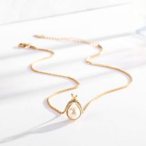 Fashion Pearl Lucky Bag Golden Necklace Titanium Steel Pearl Lucky Bag Necklace