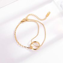 Fashion Gold Titanium Steel Circle Asymmetric Bracelet