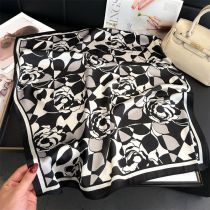 Fashion 3 Black And White Polyester Printed Shawl Scarf