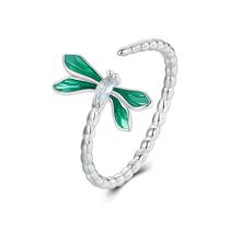 Fashion Silver Silver Diamond Dragonfly Open Ring