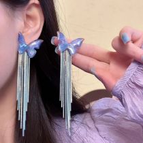 Fashion B Blue Acrylic Butterfly Earrings