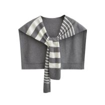 Fashion Grey Striped Knitted Shawl