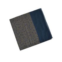 Fashion Navy Blue Floral Color Block Scarf