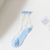 Fashion Blue Fungus Printed Mid-calf Socks