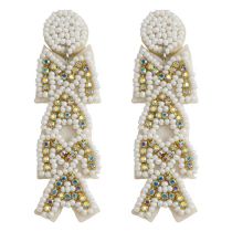 Fashion Style 7:white With Diamonds Rice Beads And Diamond Letter Earrings